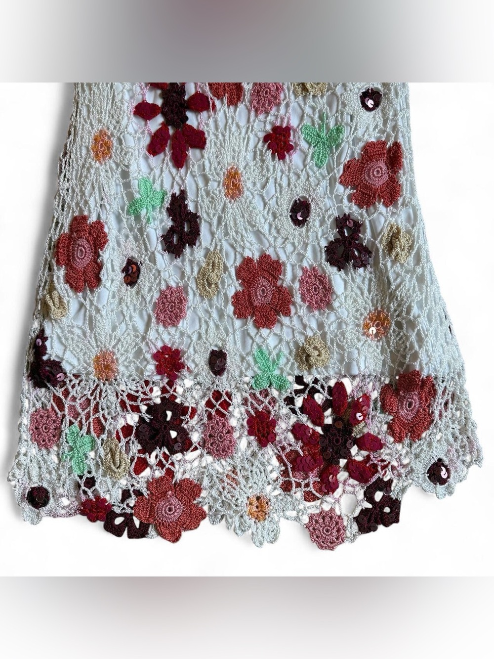 Vintage Y2K Kroshetta by Papillon Floral Crochet Skirt S - Picture 3 of 5